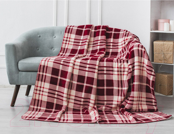 Изображение товара Плед АртПостель Клетка / 20-2/5 (белый/красный)