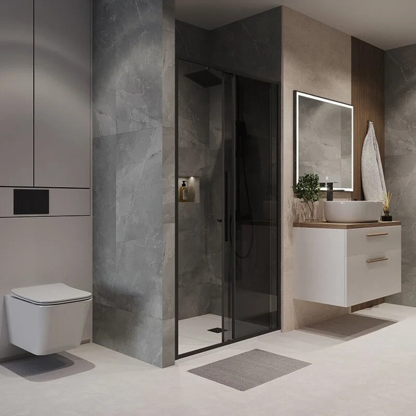 Изображение товара Душевая дверь Niagara NG-85-12TB 120x195 (черный матовый/тонированное стекло)