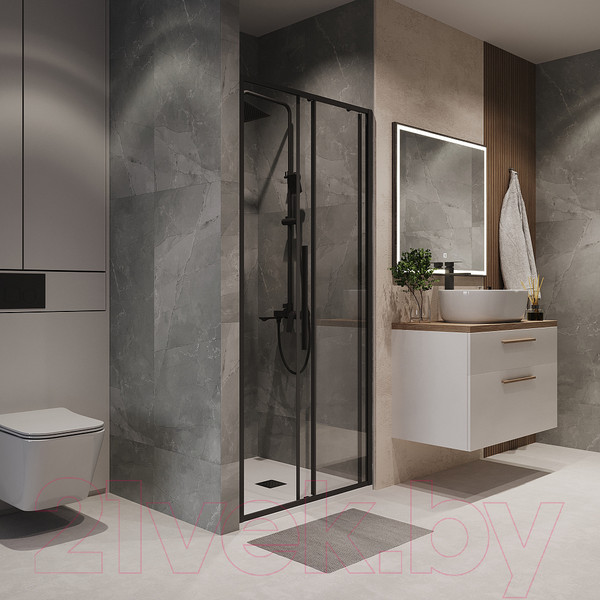 Изображение товара Душевая дверь Niagara NG-84-11AB 110x195 (черный матовый/прозрачное стекло)