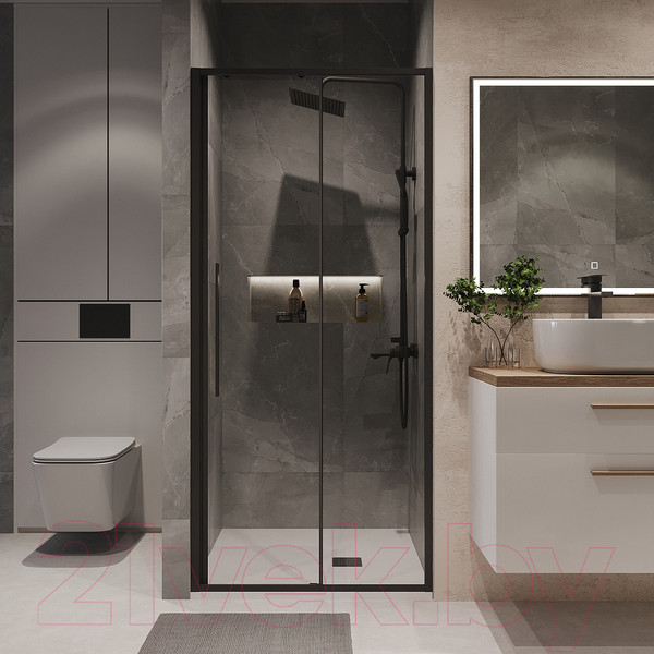 Изображение товара Душевая дверь Niagara NG-84-11AB 110x195 (черный матовый/прозрачное стекло)