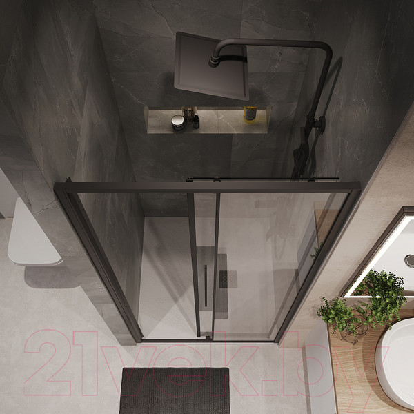 Изображение товара Душевая дверь Niagara NG-84-11AB 110x195 (черный матовый/прозрачное стекло)