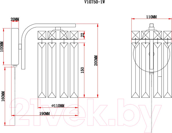 Изображение товара Бра Moderli Everly / V10750-1W