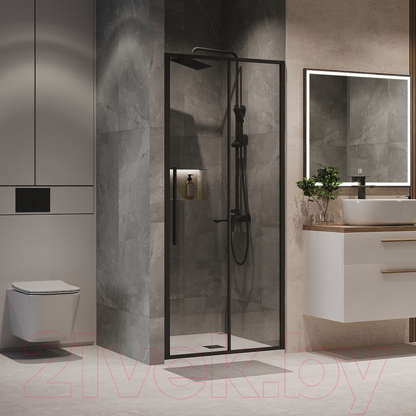 Изображение товара Душевая дверь Niagara NG-84-13AB 130x195 (черный матовый/прозрачное стекло)