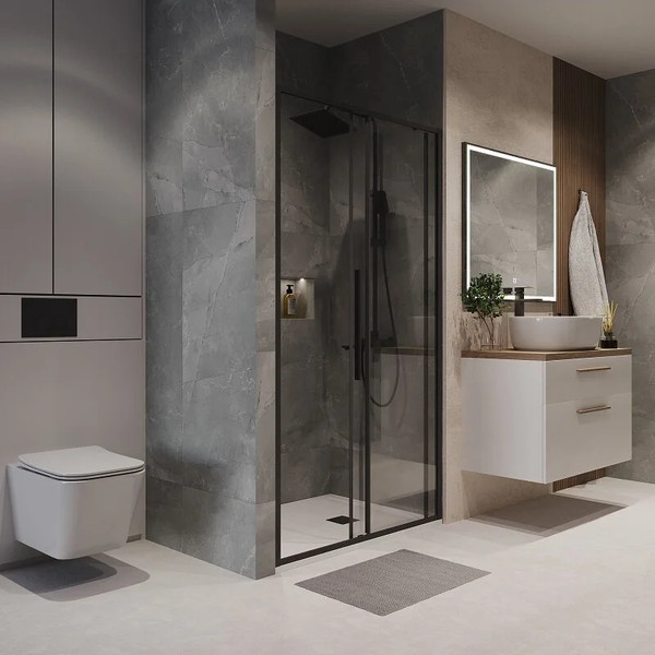 Изображение товара Душевая дверь Niagara 140x195 NG-84-14AB (черный матовый/прозрачное стекло)