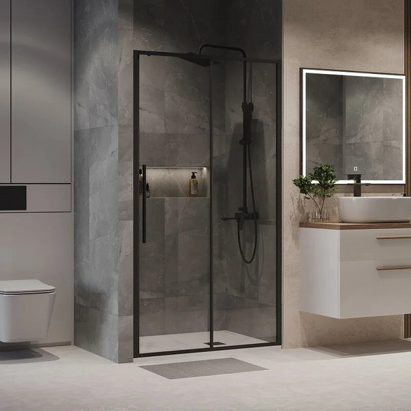 Изображение товара Душевая дверь Niagara 140x195 NG-84-14AB (черный матовый/прозрачное стекло)