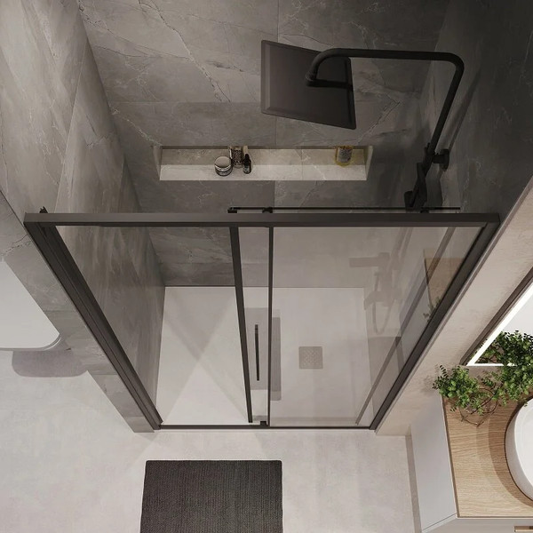 Изображение товара Душевая дверь Niagara 140x195 NG-84-14AB (черный матовый/прозрачное стекло)