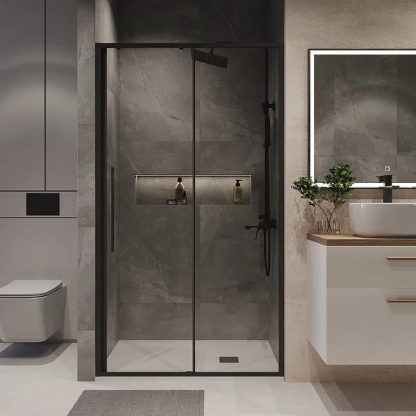 Изображение товара Душевая дверь Niagara 140x195 NG-84-14AB (черный матовый/прозрачное стекло)