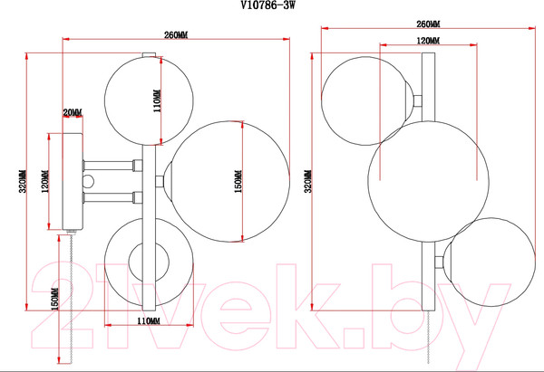 Изображение товара Бра Moderli Renny / V10786-3W