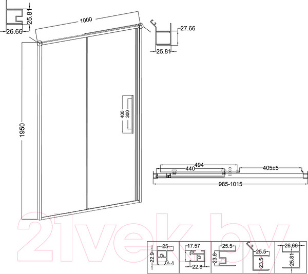 Изображение товара Душевая дверь Niagara NG-85-10TB 100x195 (черный матовый/тонированное стекло)