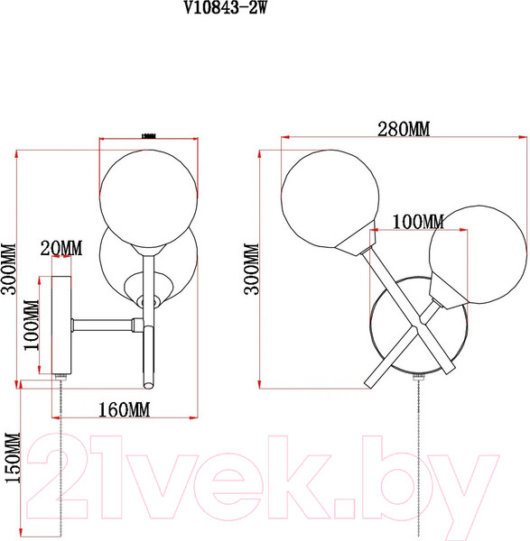 Изображение товара Бра Moderli Molecule / V10844-2W