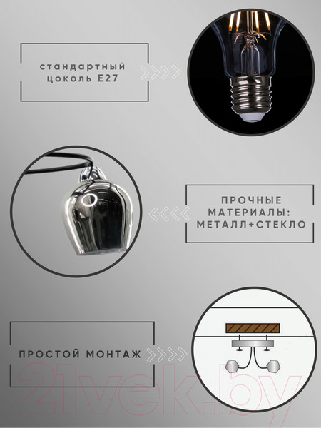 Изображение товара Потолочный светильник Aitin-Pro НПБ 02-2x60-101 / 8064/2 (черный/хром)