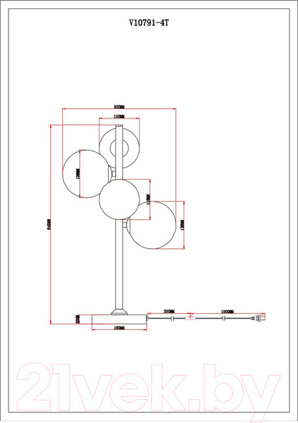 Изображение товара Прикроватная лампа Moderli Renny / V10791-4T