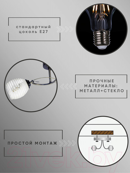 Изображение товара Потолочный светильник Aitin-Pro НПБ 02-2х60-101 / A3770/2 (бронза/черный)