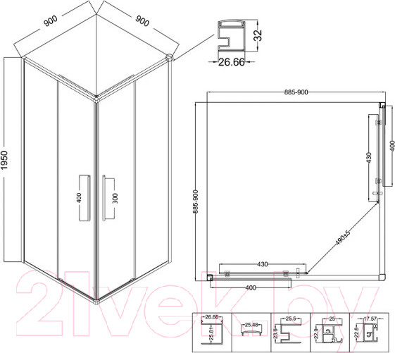 Изображение товара Душевой уголок Niagara NG-2823-34BLACK 90x90x195 (черный матовый/тонированное стекло)