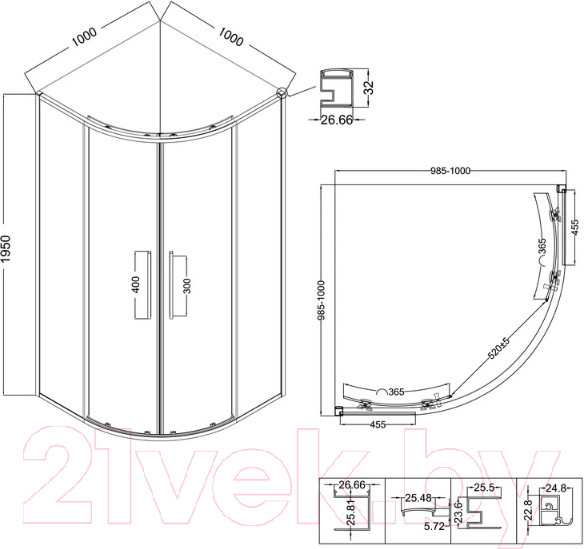 Изображение товара Душевой уголок Niagara NG-2827-34BLACK 100x100x195 (черный матовый/тонированное стекло)