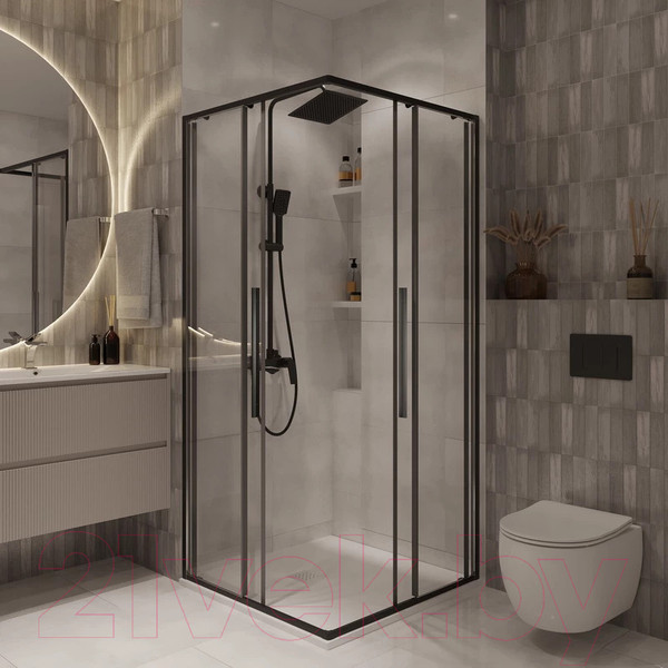 Изображение товара Душевой уголок Niagara NG-6824-34BLACK 100x100x195 (черный матовый/прозрачное стекло)