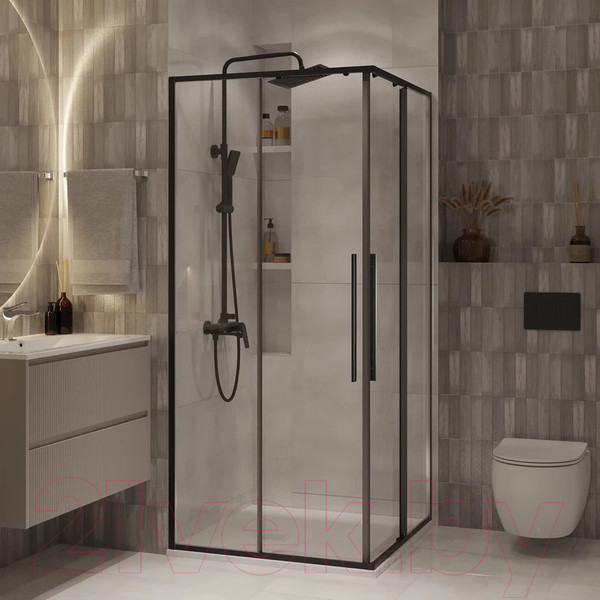 Изображение товара Душевой уголок Niagara NG-6824-34BLACK 100x100x195 (черный матовый/прозрачное стекло)