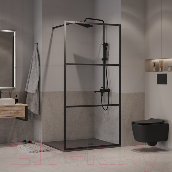 Изображение товара Душевая стенка Niagara NG-688-12BLACK 120x195 (черный матовый/прозрачное стекло)