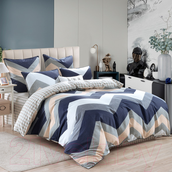 Изображение товара Комплект постельного белья Sofi de Marko Девис 1.6 / 1.6-5676 (синий)