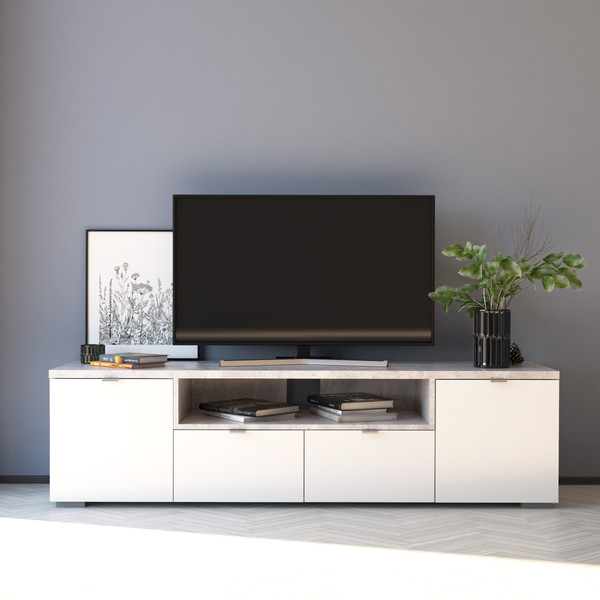 Изображение товара Тумба Аквилон Акцент ТВ (белое сияние/цемент светлый)