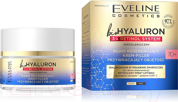 Изображение товара Крем для лица Eveline Cosmetics Biohyaluron Expert Интенсивно регенерир омолаживающий 70+ (50мл)