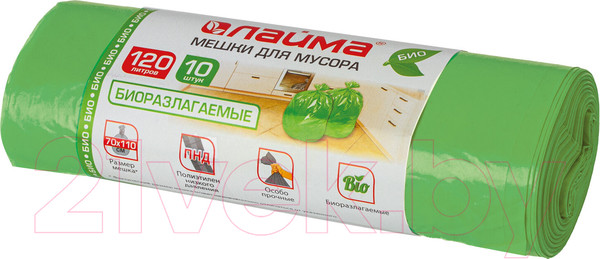 Изображение товара Пакеты для мусора Laima 120л / 601402 (10шт, зеленый)