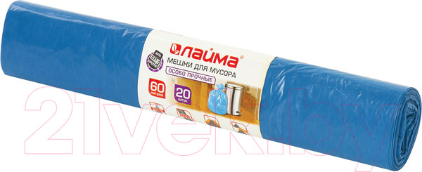 Изображение товара Пакеты для мусора Laima 60л / 601382 (20шт, синий)