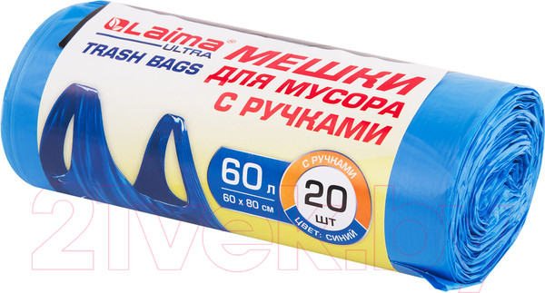 Изображение товара Пакеты для мусора Laima Ultra 60л / 607691 (20шт, синий)