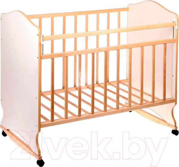 Изображение товара Детская кроватка VDK Морозко колесо-качалка (белый/береза)