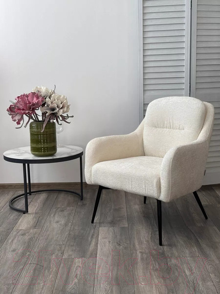 Изображение товара Кресло мягкое M-City Argos / 629M05451 (3018-01 белый шенилл/черный)