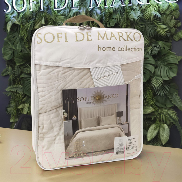 Изображение товара Набор текстиля для спальни Sofi de Marko Жизель 160х220 / Пок-ЖЛ7-160х220 (кремовый)