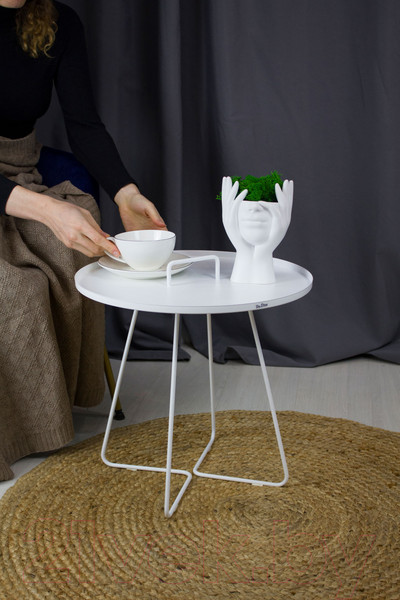 Изображение товара Журнальный столик Sheffilton SHT-CT42 (белый муар/металл)