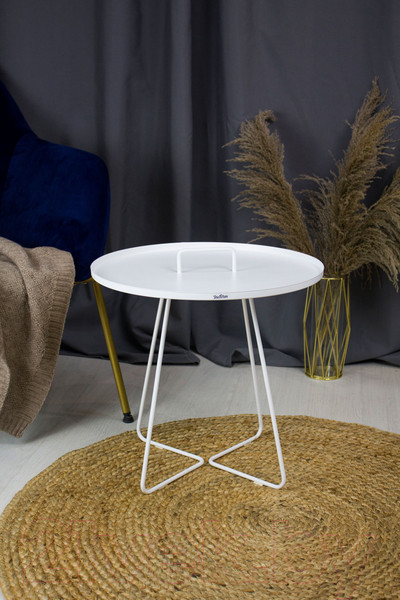 Изображение товара Журнальный столик Sheffilton SHT-CT42 (белый муар/металл)