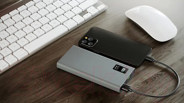 Изображение товара Портативное зарядное устройство Olmio QR-10 QuickCharge 10000mAh 22.5W (серый)