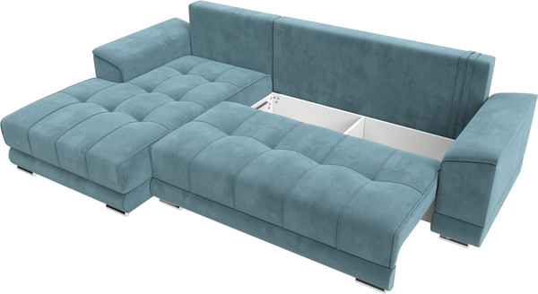 Изображение товара Диван угловой Лига Диванов НордСтар левый / 121106L (велюр бирюзовый/подушки велюр бирюзовый)