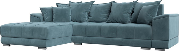 Изображение товара Диван угловой Лига Диванов НордСтар левый / 121106L (велюр бирюзовый/подушки велюр бирюзовый)