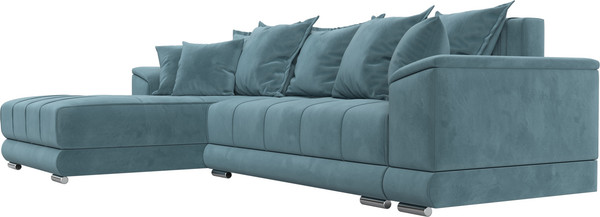 Изображение товара Диван угловой Лига Диванов НордСтар левый / 121106L (велюр бирюзовый/подушки велюр бирюзовый)