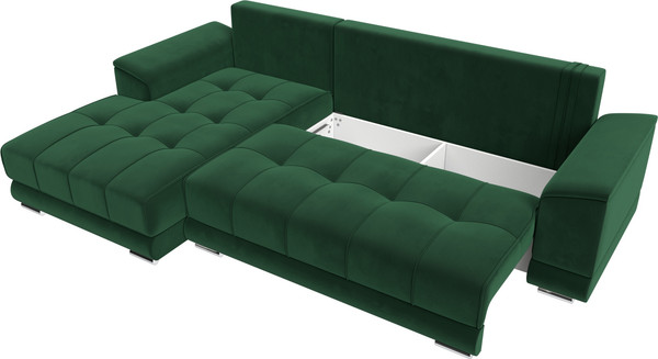 Изображение товара Диван угловой Лига Диванов НордСтар левый / 121108L (велюр зеленый/подушки велюр зеленый)