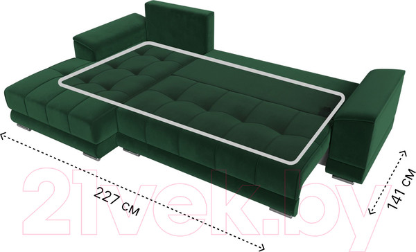 Изображение товара Диван угловой Лига Диванов НордСтар левый / 121108L (велюр зеленый/подушки велюр зеленый)
