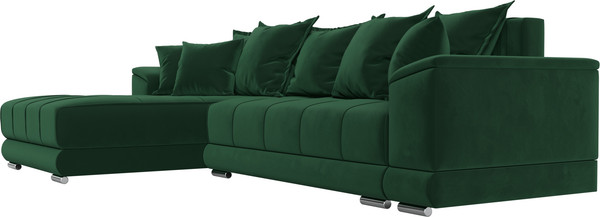 Изображение товара Диван угловой Лига Диванов НордСтар левый / 121108L (велюр зеленый/подушки велюр зеленый)