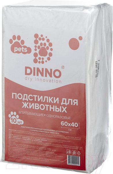 Изображение товара Одноразовая пеленка для животных Dr.Dinno Pets 60x40 (10шт)