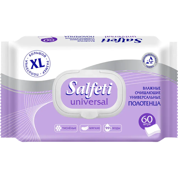 Изображение товара Влажные салфетки Salfeti Очищающие универсальные (60шт)