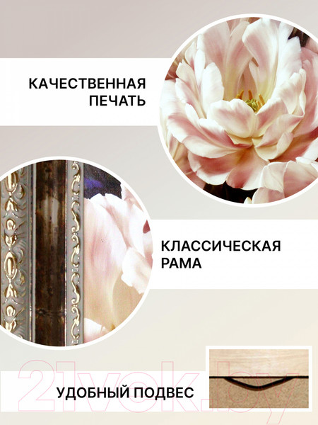 Изображение товара Картина Декарт Розовые цветы 8Л0284 (в раме)
