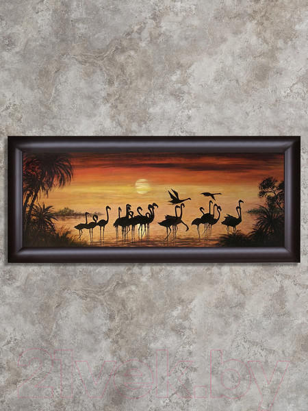 Изображение товара Картина Декарт Фламинго на закате 8С0404 (в раме)