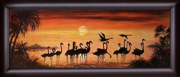 Изображение товара Картина Декарт Фламинго на закате 8С0404 (в раме)