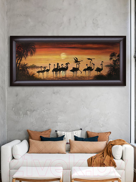 Изображение товара Картина Декарт Фламинго на закате 8С0404 (в раме)