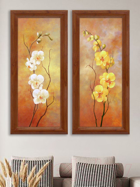 Изображение товара Картина Декарт Желтые цветы на коричневом 8Л2114 (в раме)