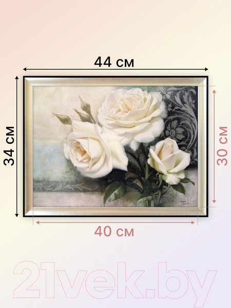 Изображение товара Картина Декарт Три белых розы 8Л3619 (в раме)