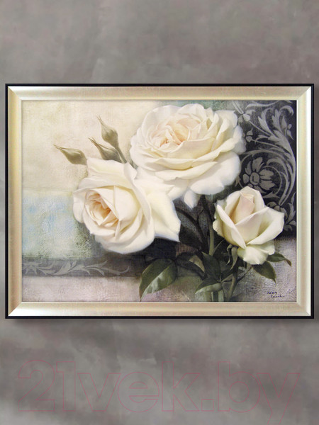 Изображение товара Картина Декарт Три белых розы 8Л3619 (в раме)