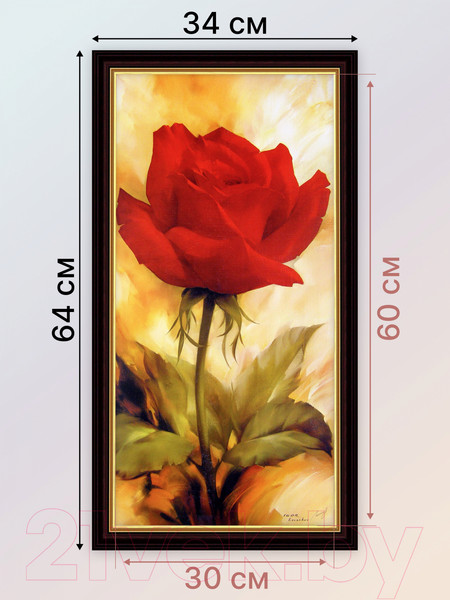 Изображение товара Картина Декарт Алая роза 8Л2464 (в раме)